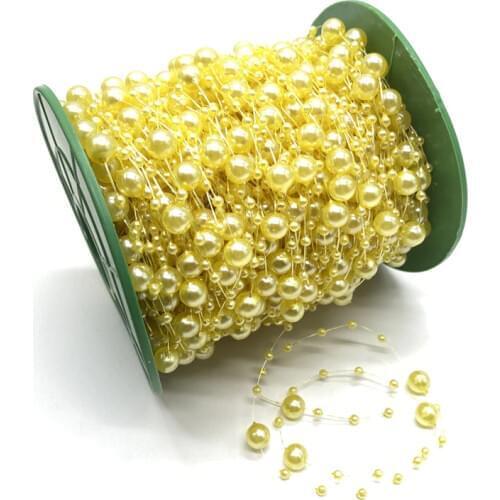 5Yards 3+8mm Fishing Line Artificial Pearls Flower Beads Chain Garland Flowers Wedding Party Decoration Diy Accessories #S10s14