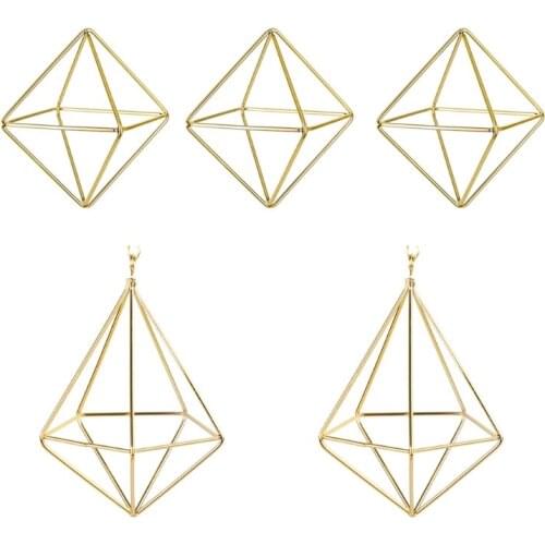 5 Pieces Modern Metal Geometric Air Plant Holder Minimalist Terrarium Planter Hanger Display Stand Rack Tabletop Home N0PA