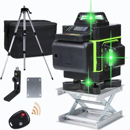 12/16 Lines 3D 4D Laser Levels Vertical & Horizontal Lasers Measurement Tool Auto Self-Leveling With 1.2M Tripod Indoor Outdoor