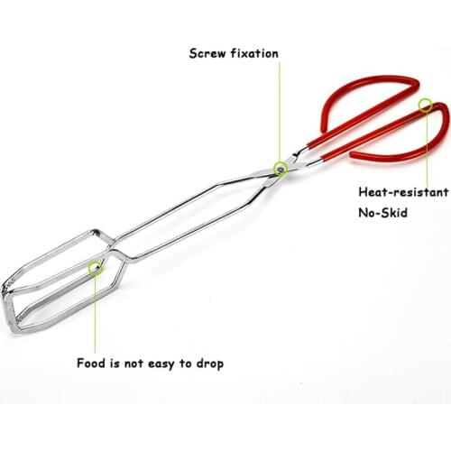 BBQ Clamp Food Clip BBQ Tong Multi-function Stainless Steel Heat-resistant Home-use Bread Clips Kitchen Tools 30.5cm/12inch 1pcs