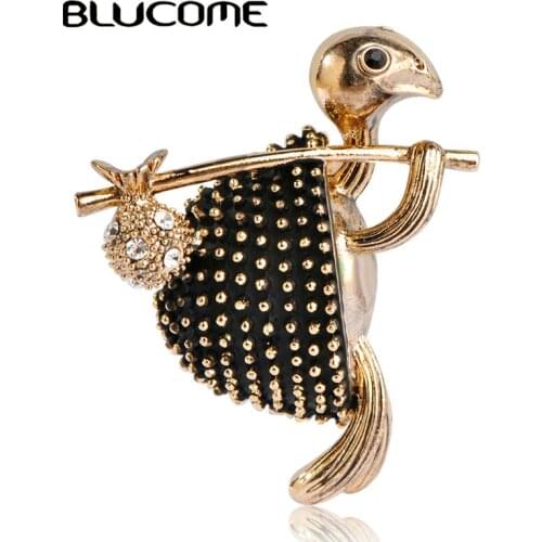 Blucome Vintage Style Walking Tortoise Brooch Women Kids Clothes Accessories Crystals Turtle Animal Brooches Suit Corsage Pins