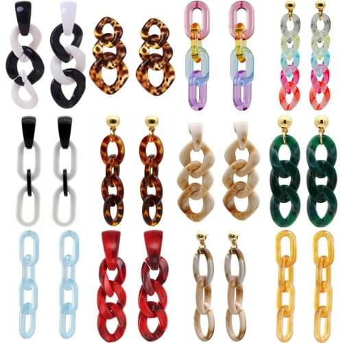 Chain Shape Acrylic Earring For Women Rainbow Colorful Leopard Geometric Tassel Korea Earrings Creative Harajuku Fashion Jewelry
