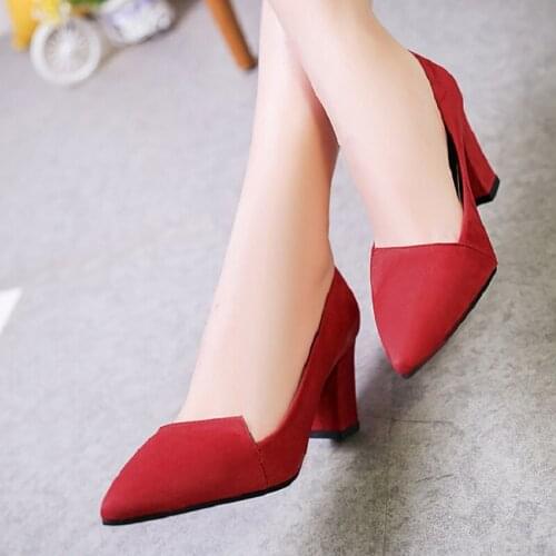 New Pointed Solid Color Square Heel Shallow Mouth Set Foot Ladies High Heels Summer Fashion Hot Sale Casual Elegant Single Shoes