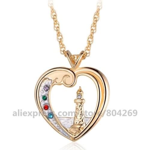Fashionable Jewelry Heart Pendant Necklace Unique Designs Lighthouse Necklace For Lover Gift
