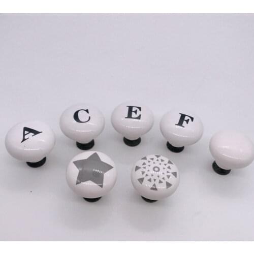 1x Ceramic Handle Pull Knobs 33mm Round Solid Cabinet Drawer Pulls Cupboard Knobs with Screws for Home Office Cabinet Cupboard