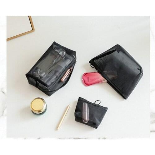 1pcs ins mesh cosmetic bag S/L portable travel toiletry bag transparent mesh storage bag