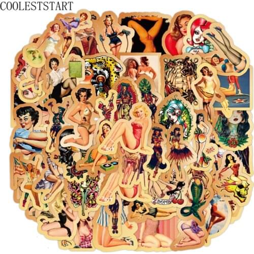 10/50Pcs/pack Retro Tattoo Girl Pin Up Sticker Personality Vinyl Decal Sticker DIY Laptop Motorcycle Skateboard Luggage Suitcase