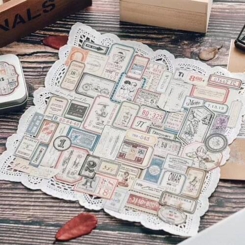 100PCS Vintage Label Sticker DIY Scrapbooking Junk Journal Base Collage Mobile Diary Album Happy Planner TAG. Decoration