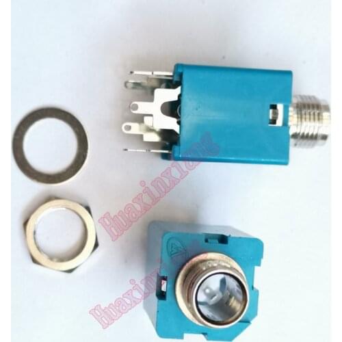 20PCS/Lot 6.35mm/6.35 Stereo Audio Microphone Female Jack/Socket Connector 5P/5PIN Blue