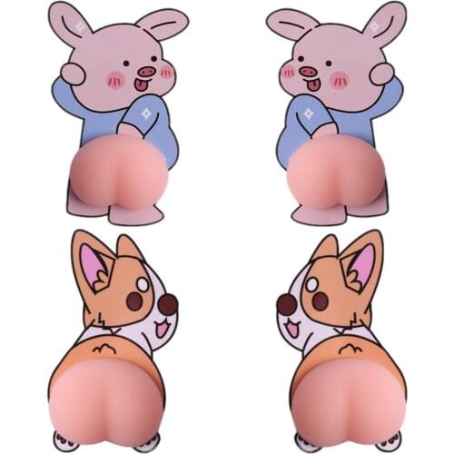 Cute 3D Cartoon Car Door Anti-collision Rubber Strip Car Protection Refrigerator Stickers Cartoon Cute Ass Decoration Sticker