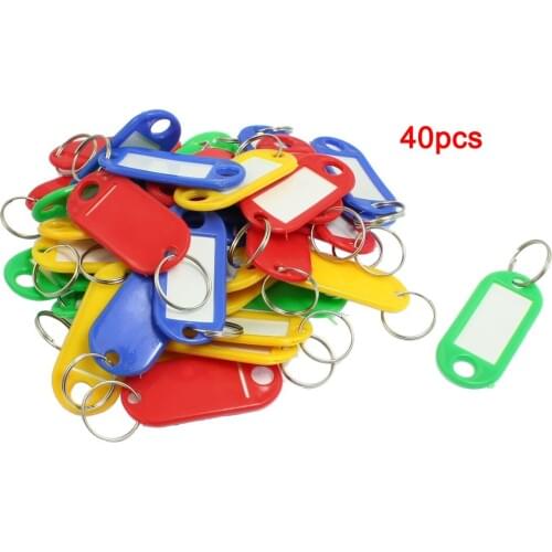 40 Pcs Split Ring Colorful Plastic ID Label Key