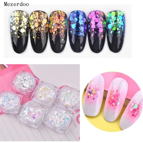 6 Pcs Mixed Nail Art Sequins Glitter Set Charm 3D Nail Powder Paillette Flakes DIY Symphony Nail Decorations