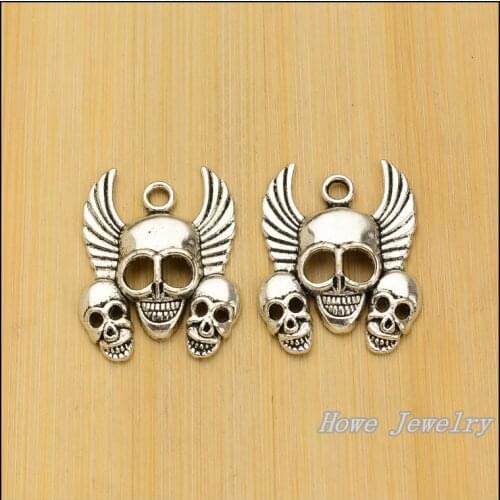 9 pcs Vintage zinc alloy charms Skull& wings pendant DIY Bracelet Necklace metal jewelry accessories Making