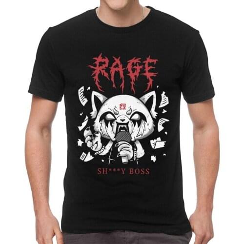 Aggretsuko Aggressive Retsuko Karaoke Rage Mood T-shirt Mens Harajuku T Shirt Short Sleeve Cotton Manga Tshirt Cool Tee Top
