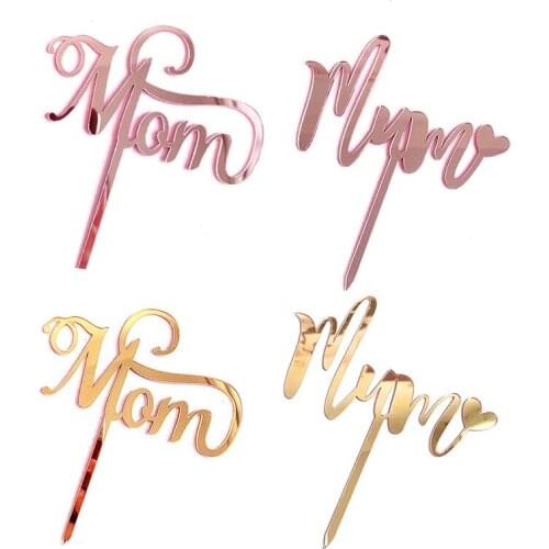 Acrylic Cake Topper Happy Mothers Day Mum Letters Print Cake Decoration Mother Birthday Party Decorative Supplies