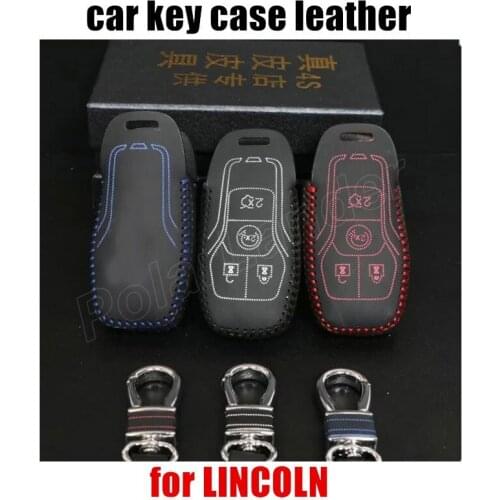 Car key cover DIY Only Red Case fit for FORD LINCOLN MKZ MKC MKS car styling Genuine quality leather car key case Hand sewing