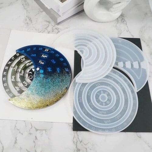 DIY Crystal Epoxy Resin Mold Calendar Hanging Plate Perpetual Calendar Listing Silicone Mold for Resin