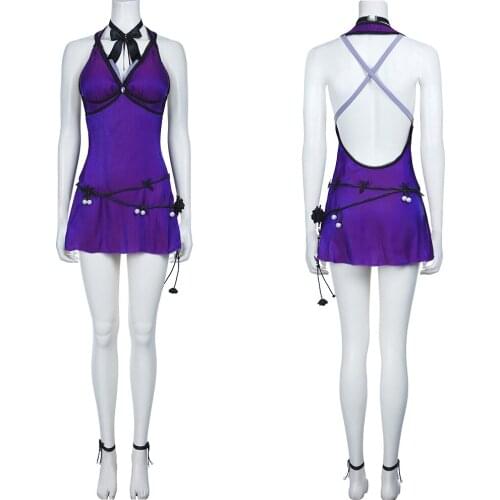 FF7 Final Fantasy VII Remake Tifa Lockhart Cosplay Costume Deep V Backless Dress Halloween Carnival Costumes For Girls Women