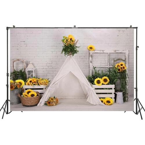 Photography Backdrop Sunflower Cake Smash Birthday Decorations Photo Background Baby Shower Newborns Kids Floral Photoshoot 4985