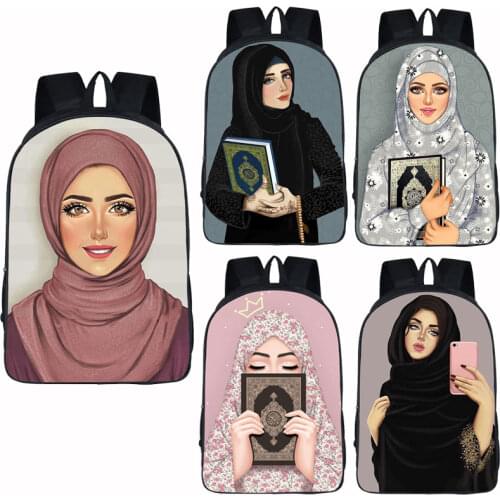 Woman In Hijab Face Muslim Islamic Gril Eyes children school bags for teenager girls student school backpack kids bookbag gift