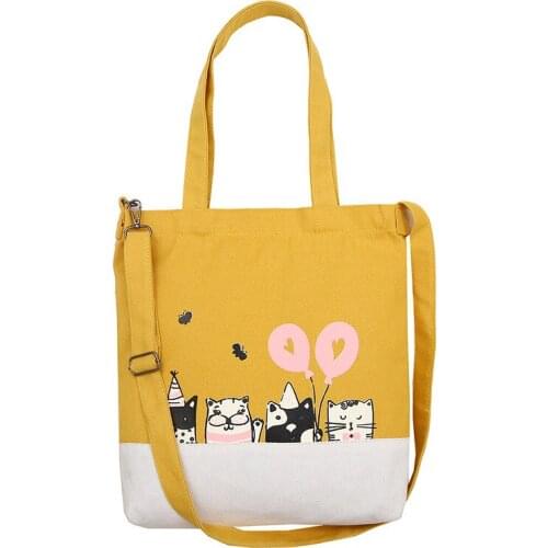 Women Canvas Tote Ladies Casual Shoulder Bag Environmental Foldable Shopping Bags Beach Bag Cloth Cute Style Female Handbag