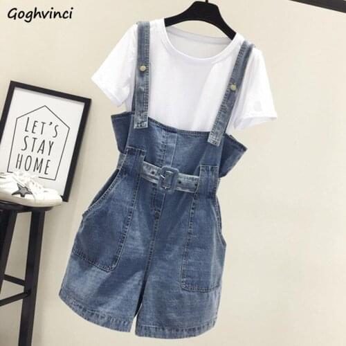 Rompers Women Denim Solid Sashes Korean Preppy Style Teens Classic Design Simple Female All-match Slim Vintage Stylish Clothing