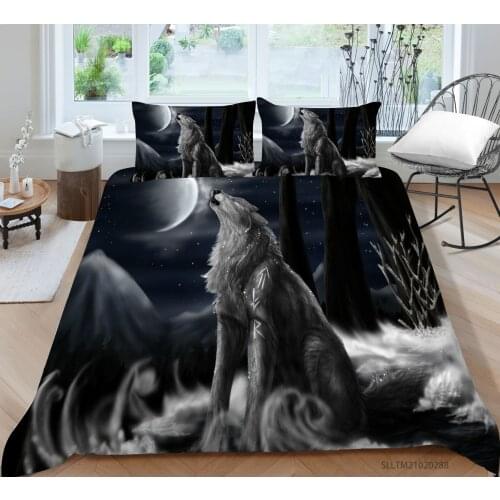 Hot Style Soft Bedding Set 3d Digital Wolf Printing 2/3pcs Duvet Cover Set with Zipper Single Twin Double Full Queen King