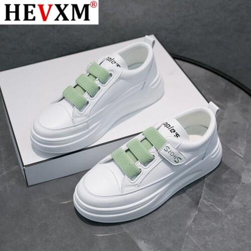 Leather Womens Shoes Low Top Women Sport Sneaker Platforms Running Shoe Ladies Flat White Sports Shoe Round Toe Trainers New