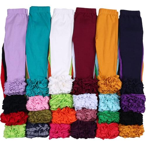 Toddler Little Girls Icing Ruffle Leggings Kids Long Boutique Trousers Baby Cotton Bottoms Elastic Waist Pants for girls
