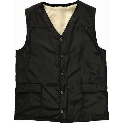 Fur One Vest Male 2020 Fashion Winter Middle-aged Sheep Sheared Cotton Vest Shoulder Mens Lamb Hair Winter Velvet Leather Vest