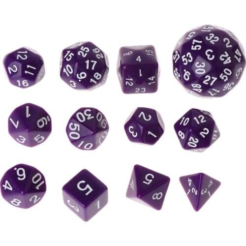 12pcs/Set Multi-sided Polyhedral Dice D4 D6 D8 D10 D12 D20 D24 D30 D60 X3UA