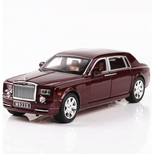 Alloy car model 1:24 phantom car model boy audio visual toy car six door car toy childrens birthday New Year gift claret car