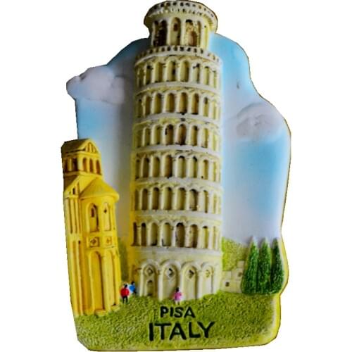 Leaning Tower Of Pisa, Italy Cold Porcelain Hand-Painted 3D Fridge Magnets Travel Souvenirs Refrigerator Magnetic Stickers