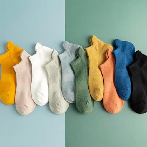 New 5pairs 100%Cotton Short Socks High Quality Men Socks Comfortable Breathable Solid Color Casual Socks Male Street