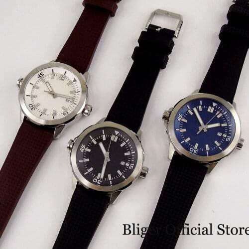 New Classic High Quality 45mm Automatic Men Watch Date Indicator Rubber Band Transparent Bacover