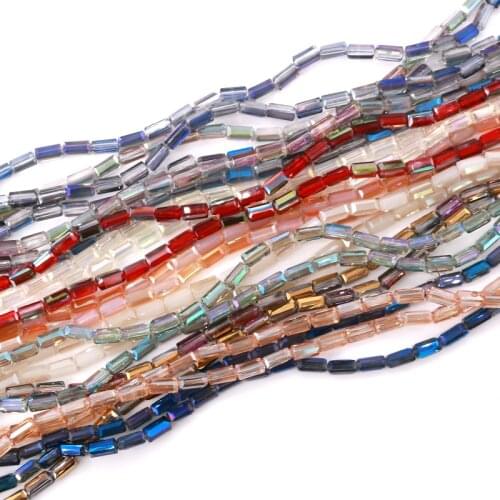 Wholesale Fashion Crystal Glass Beads 4*8mm 1400pcs/lot Accessories For Jewelry Making, Square Shape Crystal Glass Beads