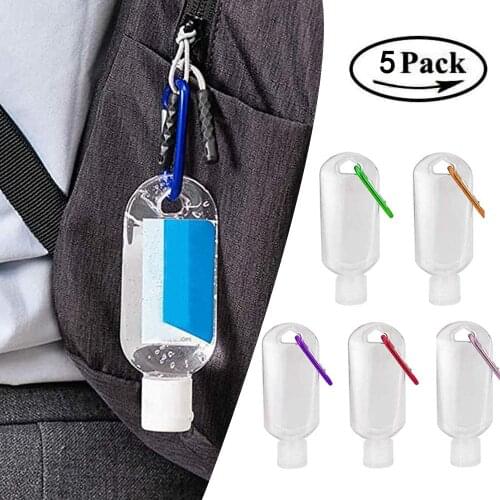 20 Packs 60ml Travel Plastic Clear Keychain Bottles,Empty Leakproof Squeeze Containers Flip Cap Small Refillable Containers