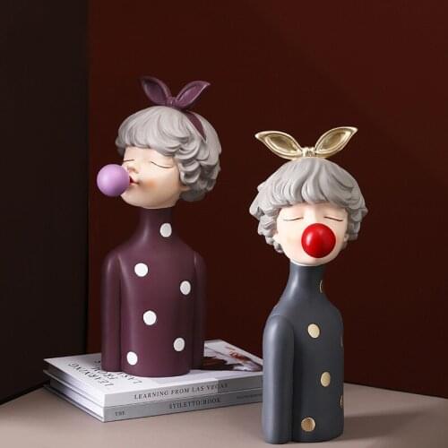 Fashion Birthday Gift Blowing Bubble Girl Statue Girl Bust Home Decoration Accessories Room Decor Nice Gift For Girlfriend Wife