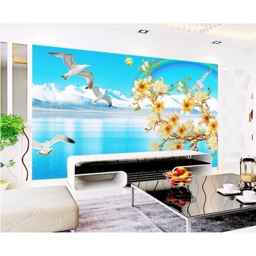 Custom photo 3d room wallpaper Outdoor seaside flowers background wall home improvement 3d wall murals wallpaper for walls 3 d