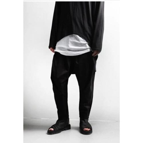 Casual pants mens loose Harem Pants with elastic waist design, large size pants