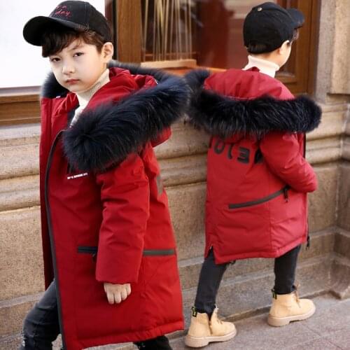 -30 Degree Childrens Down jacket in winter boys long coat 4-14yrs Warm Winter Duck Padded New Big Boys Thickening Parka Real