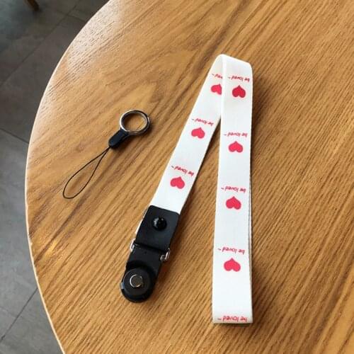 Detachable Two-in-one White mobile phone straps lanyard love heart lanyard for keys neck rope work brand nylon lanyard strap