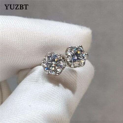 Girl 925 Silver Platinum Plated Total 1 ct Excellent Cut Diamond Test Past D Color Moissanite Cute Little Flower Stud Earrings