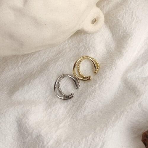 Punk Double Cross Ear Cuff Earrings No Piercing Earcuff Vintage Gold Silver Color Open Round C Ear Clips On Earrings Jewelry