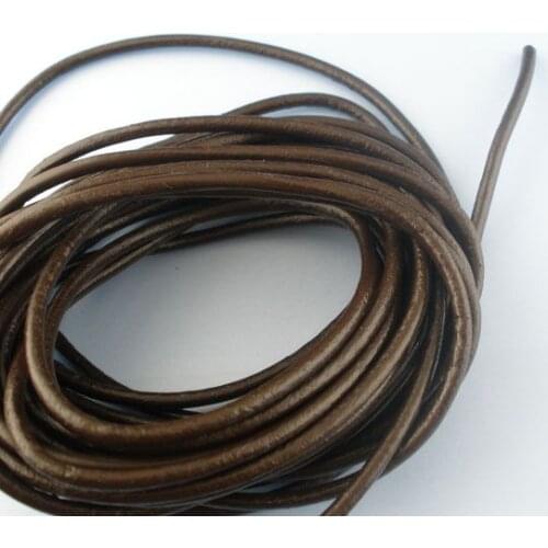 DoreenBeads Coffee Color Round Real Leather Jewelry Cord 3mm 5M length