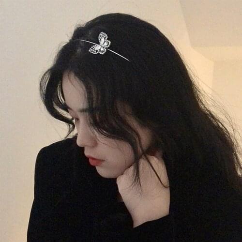 TIMEONLY Cute Shiny Rhinestone Hollow Bowknot Hairband Temperament Charms Hairwear for Women Ladies Hyperbole Jewellery Retro