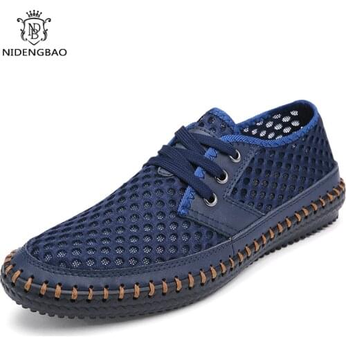 Classic Cowhide Mesh Shoes for Men Seven-color Large Size 38-48 Comfortable Men Casual Shoes Breathable Lightweight Sneakers Man