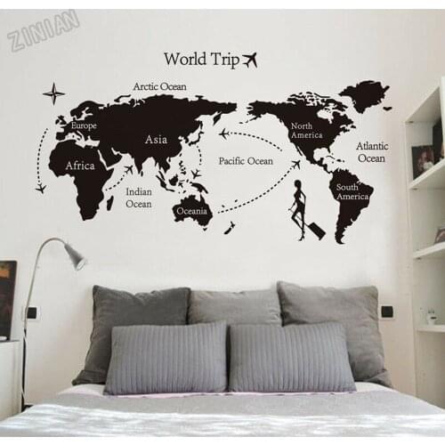 World Trip Wall Sticker Travel Map Vinyl Wall Decal Home Decor Living Room Wall Decoration Art Nursery Kids Room Wall Mural Y264