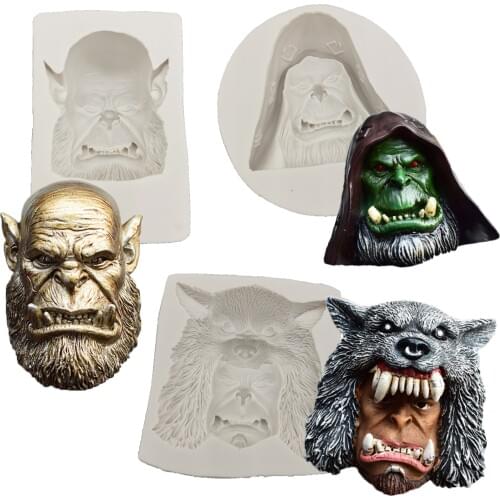 WOW Mage ,Warrior ,Orc Tribe Leader Silicone Mold Fondant Cake Decorate Mould Sugarcraft Chocolate Baking Tool For Cake Gumpaste
