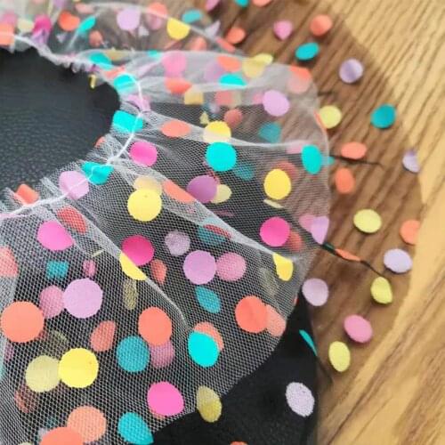 1Yards High Quality Dot Lace Fabric 8cm Ribbons Guipure Print Dot Lace Ribbon Rainbow Colors Lace Material Sewing Trimmings PL6